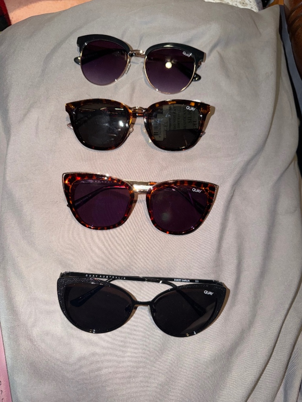 QUAY cats eye Sunglasses Lot of 4 Black & Tortoise Shell Frames, Assorted Styles